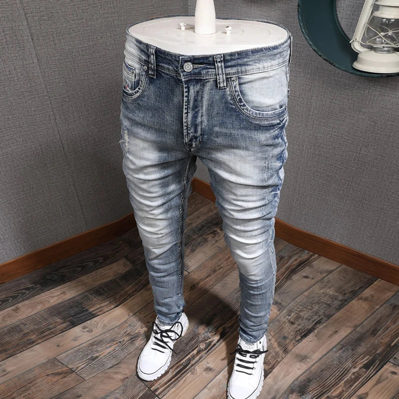 Retro Light Blue Slim Fit Jeans